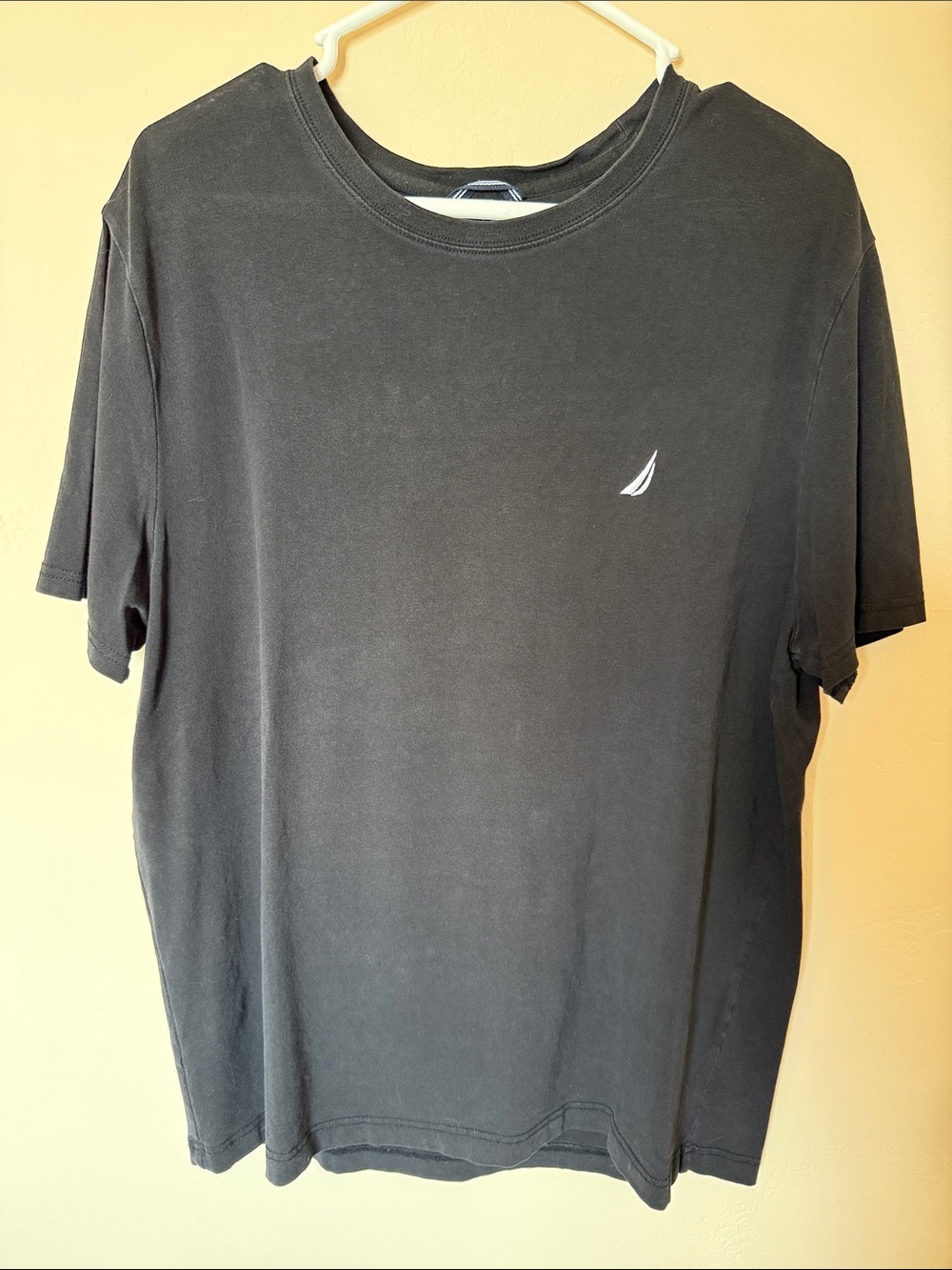Nautica Black Short-Sleeve Logo Tee with White Sail Emblem Medium